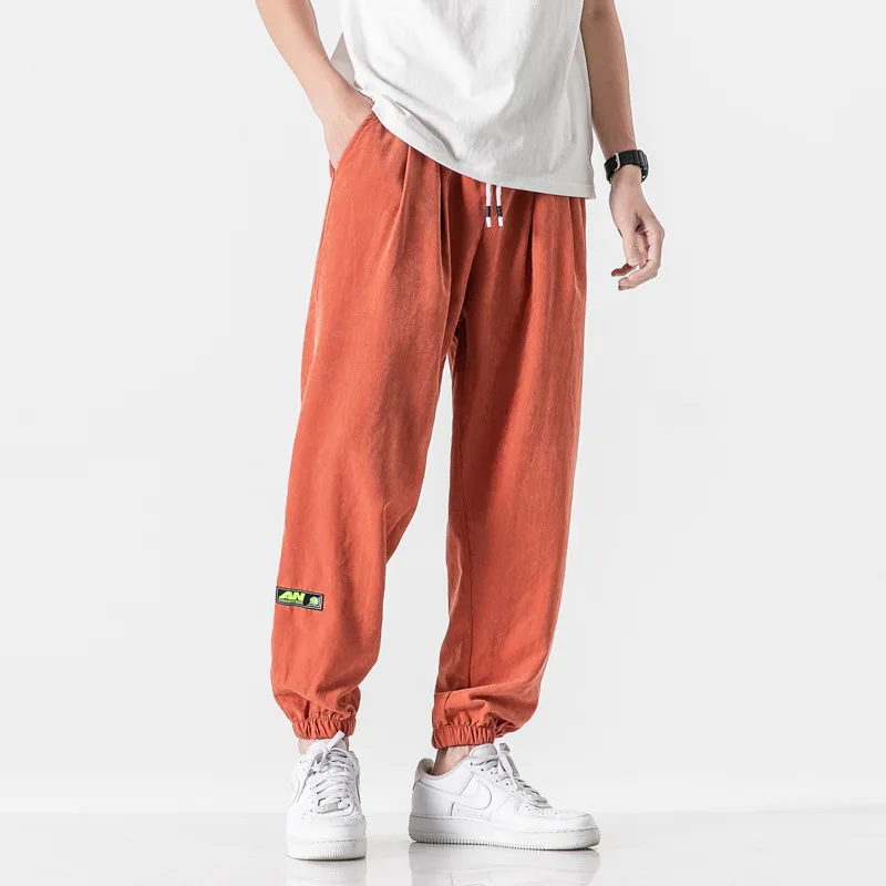 2022 Spring and Autumn New Suede Men's Casual Pants Drawstring Nine-point Drawstring Pants Men's Loose Sweatpants fruit of the loom sweatpants Sweatpants