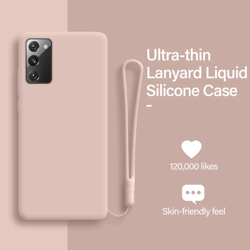 Ультратонкий милый чехол из жидкого силикона с ремешком для Samsung Galaxy S22 S21 S20 FE S10 S9