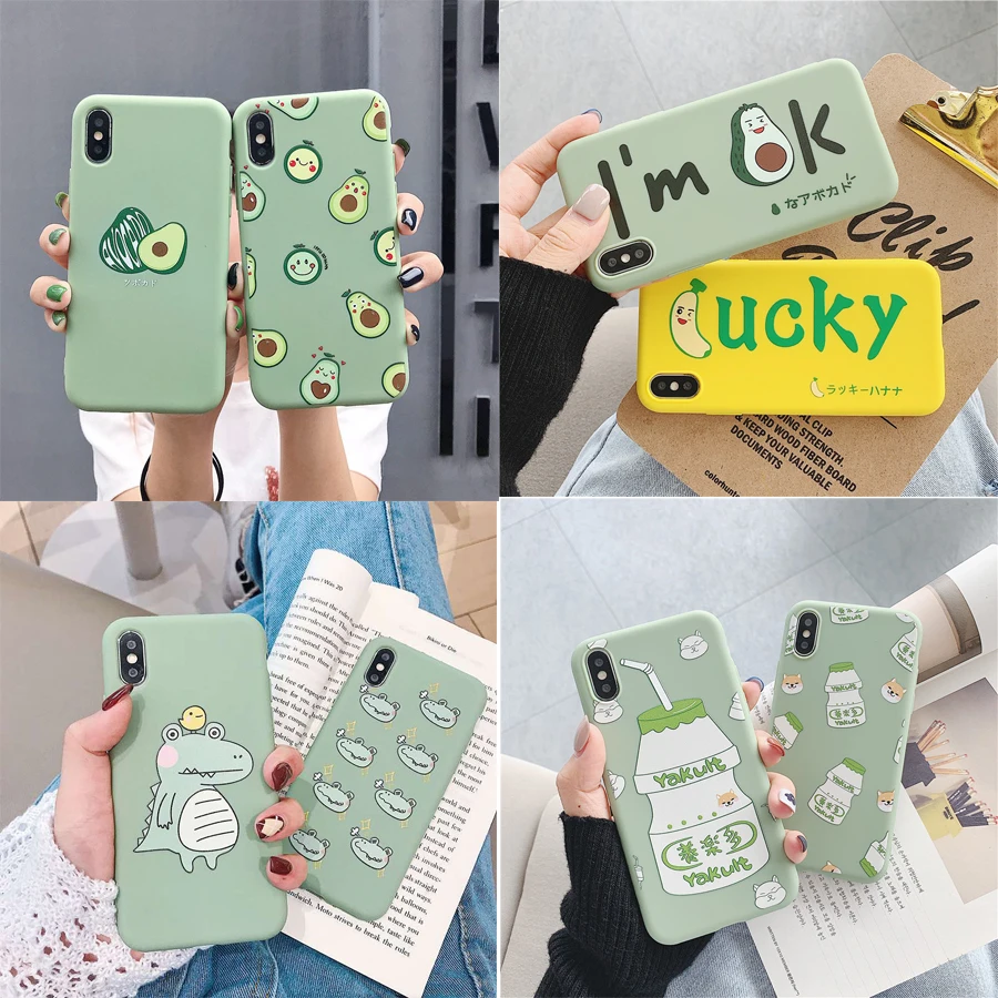 

Phone Case For iPhone XS Max XR 8 7 Plus 6S Cute Avocado Candy Colorful Soft TPU Back Cover Capa Fundas For iPhone 11 Pro Case