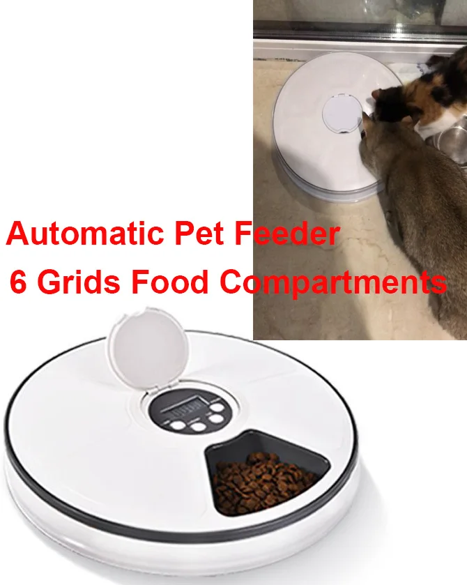 New Automatic Timing Pet Feeder 6 Grids Food Compartments For Dog