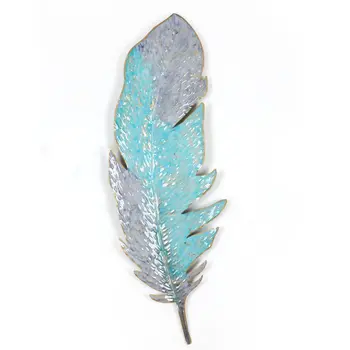 

$ American Minimalist Wrought Iron Decorative Blue Feather Metal Crafts Wall Hanging Ornaments Hotel Home 3D Wall Sticker Decor