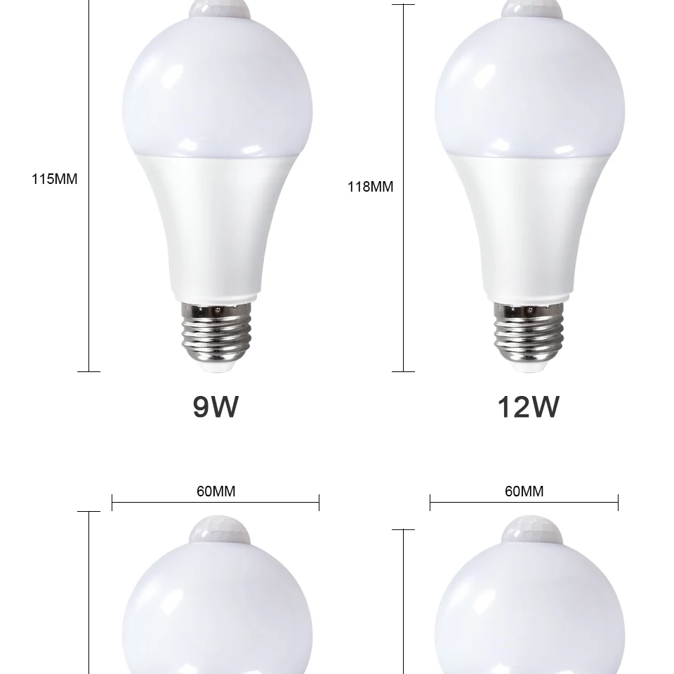 FOXGBF Lampada LED 12W 15W 18W PIR Motion Sensor Bulb 85-265V E27 Infrared Radiation Motion Detector Sensor Light Lamp for Home (3)