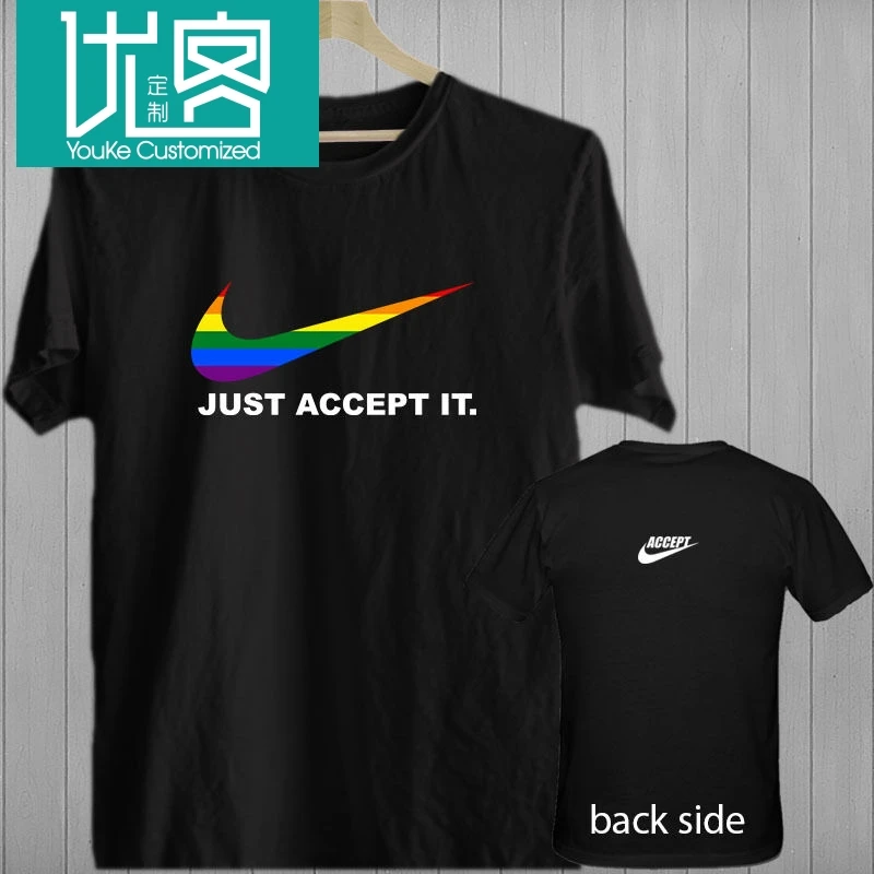Accept it Gay Радуга гордости Флаг Свадьба ЛГБТ черная футболка футболки XS-3XLCool