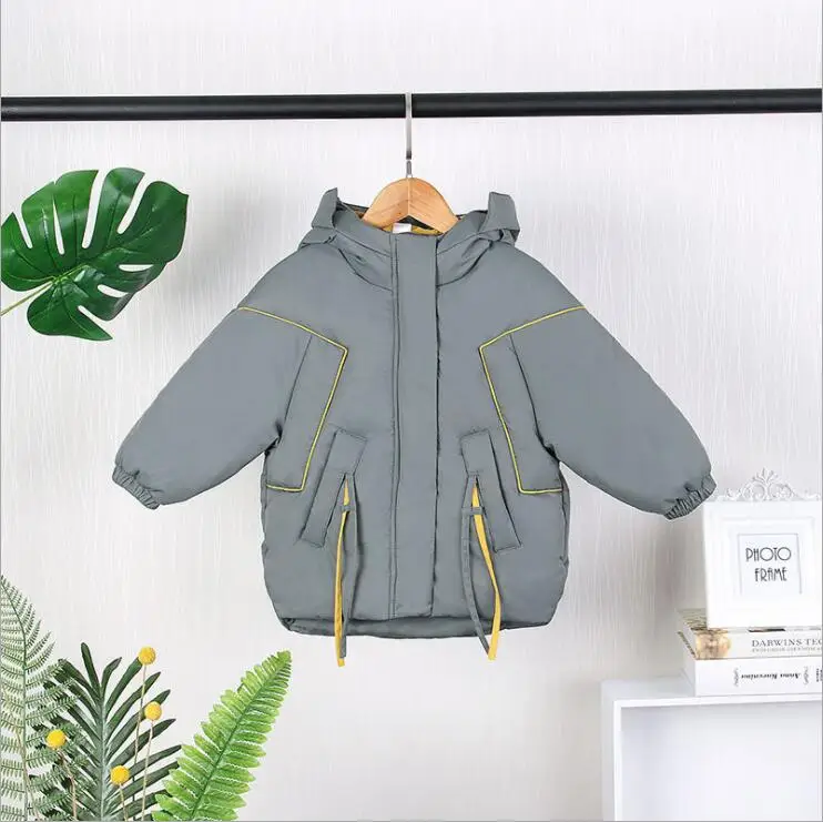 gray-blue Зимняя куртка для девочек и мальчиков 2, 3, 4, 5, 6 лет пуховая одежда г. Зимняя верхняя одежда для маленьких детей, куртки детские уличные теплые куртки - Цвет: gray-blue