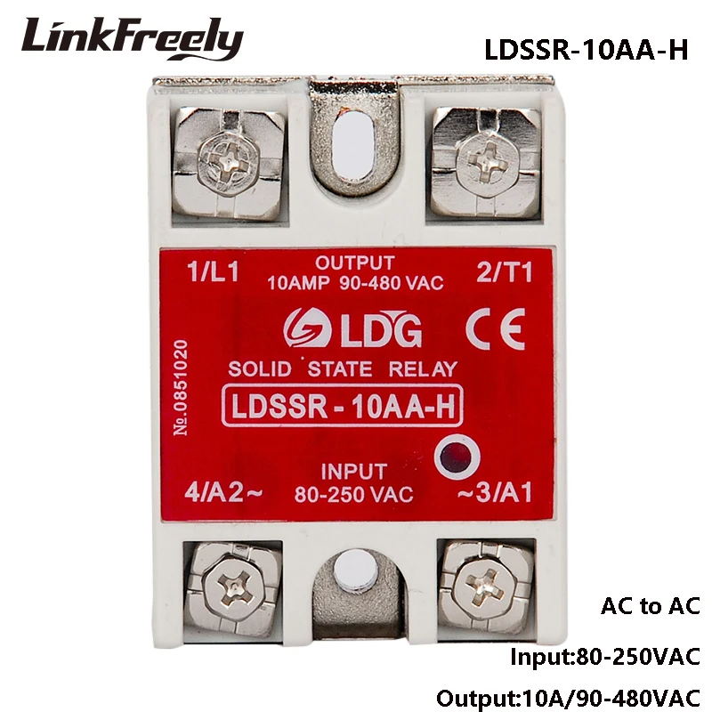 

SSR-10AA-H/25AA-H/40AA-H Single Phase Solid State Relay SSR AC AC Input80-250VAC Output90-480VAC Module Relay Switch10A 25A 40A