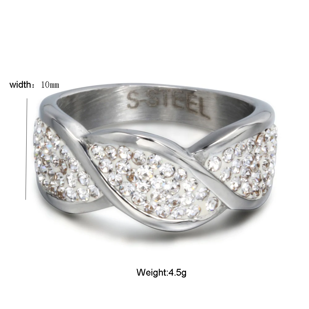 New Design Engagement Rings Stainless Steel Genuine Austrian Crystal Element Leaf Ring Fashion Jewelry