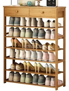 

5%Simple Home Shoe Rack Multi-layer Dust-proof Small Shoe Cabinet Solid Wood Economic Type fashion Simple modern Multifunction