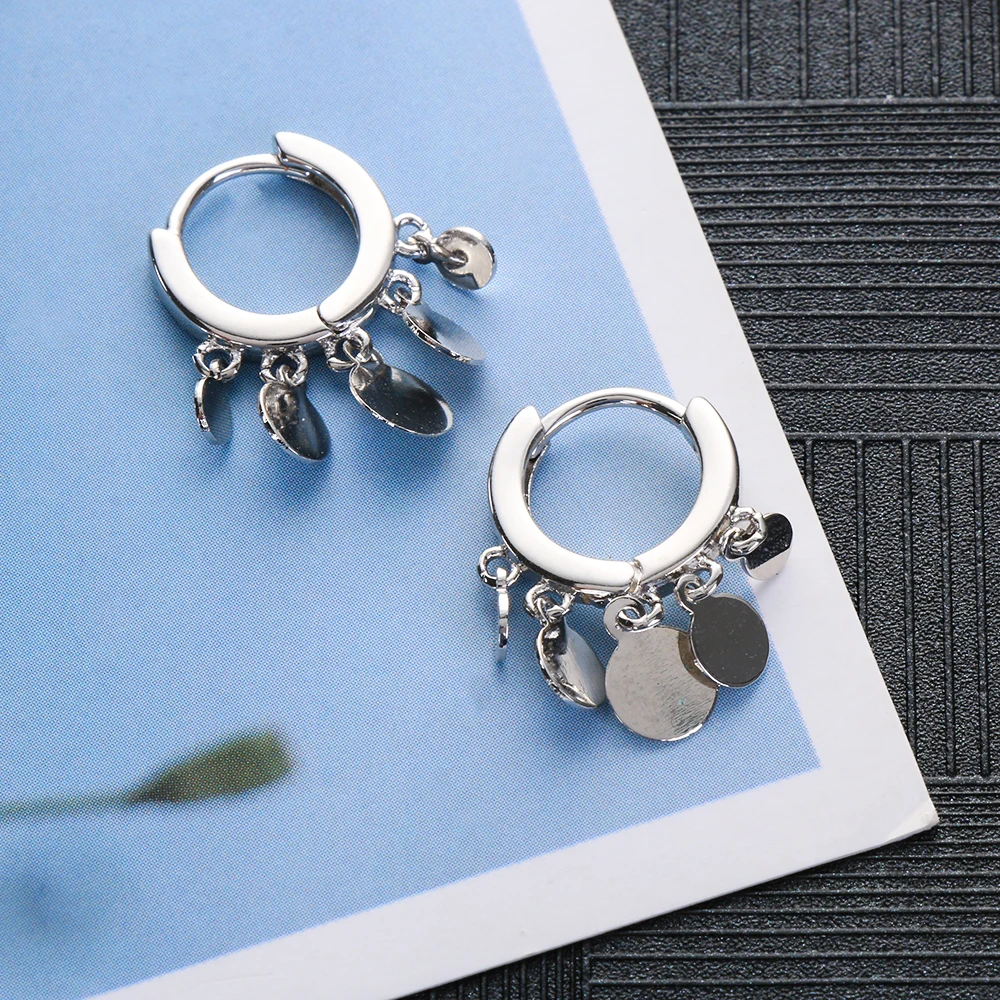 Панк Инс круглый диск кисточкой серьги для женщин Серебряные сережки oorbellen pendientes