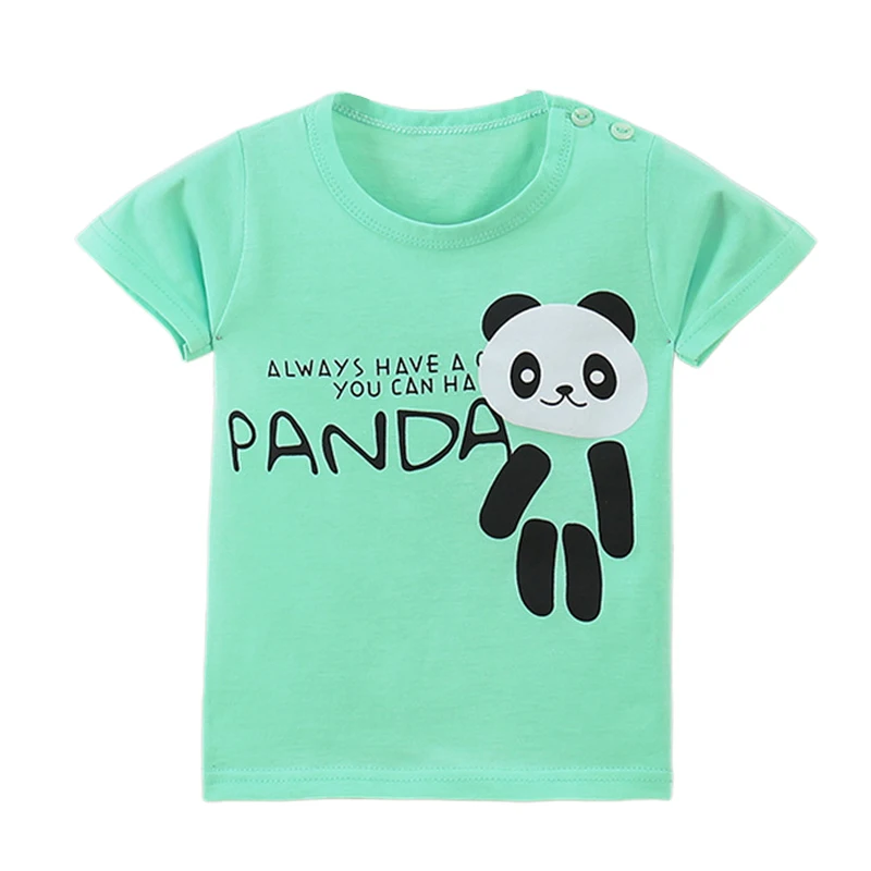 Panda Mudkingdom/Милая От 1 до 5 лет футболка с героями мультфильмов для мальчиков и девочек Мягкая дышащая футболка с принтом и пуговицами на плече - Цвет: Panda