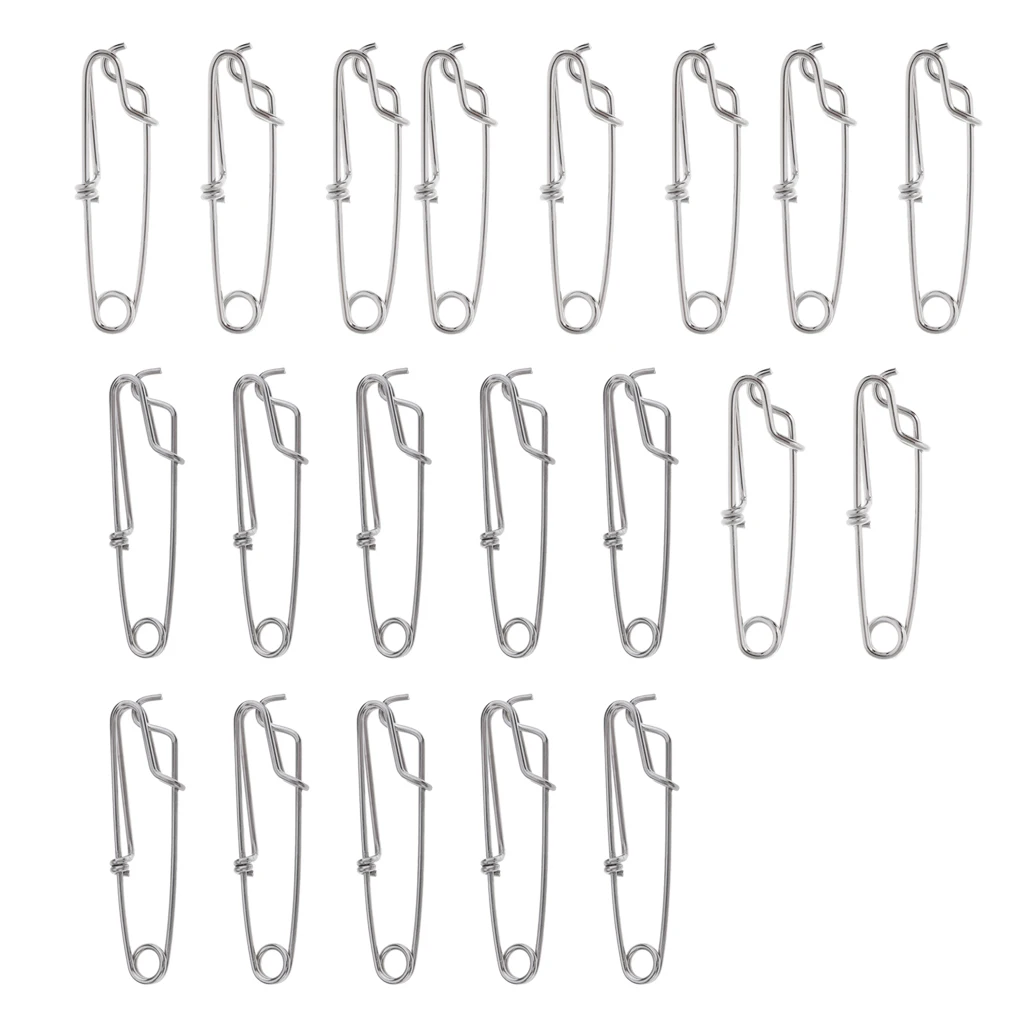 20 Pieces Strong Stainless Steel Long Line Longline Clips for Fishing Snapper Shark