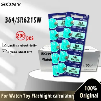 

200PCS Original Sony 364 SR621SW V364 SR60 SR621 AG1 LR621 164 531 1.55V Button Batteries For Watch Toy Remote Cell Coin Battery