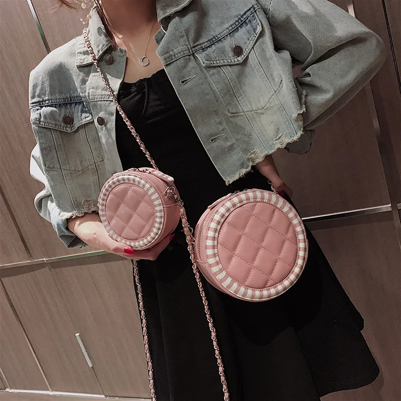 

JIULIN 2019 spring and summer new size rhomboid embroidered women's bag chic chain slanted small circle on one shoulde