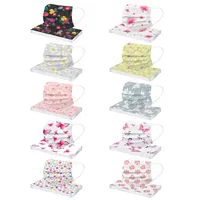 10-50pcs Mascarillas Flower Print Disposable Face Masks For Face Adult Anti-pollution Protective 3 Layer Mouth Mask Masque 2