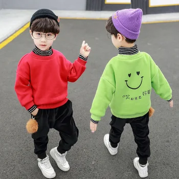 

Boy's Suit The New Winter 2019 Han Edition Children Add Wool Fleece Two-piece Children In Sports Leisure Clothing