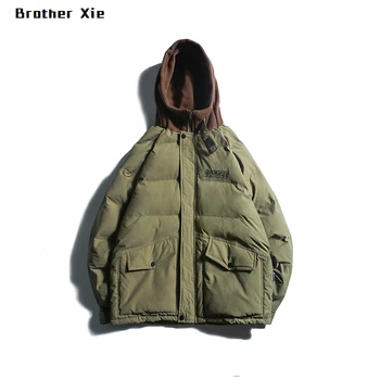 

Winter Jacket Men Warm Fashion Solid Color Casual Hooded Coat Man Streetwear Loose Padded Cotton Clothing Parka Male Clothes
