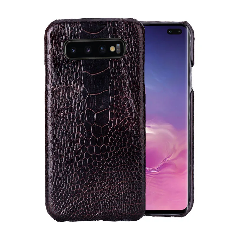 Чехол для телефона для samsung Galaxy S6 S7 край S8 S9 S10 Note 8, 9, 10, плюс A30 A50 A70 натуральный кожи страуса для A5 A7 J5 A8