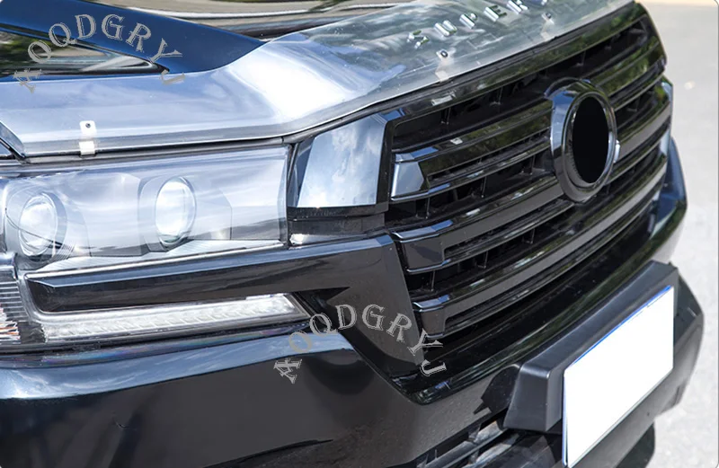 Аксессуары для стайлинга автомобилей Черная решетка переднего бампера Центральная решетка декор для Toyota Land Cruiser LC200