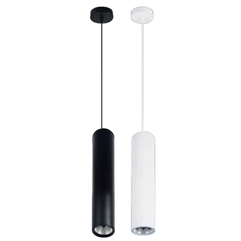 

TOP 2 Pcs Modern Minimalist Cafe Chandeliers Warm White Led Restaurant COB Spotlights Long Tube Hanging Lamp Bar Table Cylindric