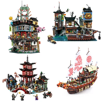 

4953pcs Ninja City Master of Spinjitzu Model Building Block 06083 06020 06083 The Temple of Airjitzu Bricks Toys Children Gifts