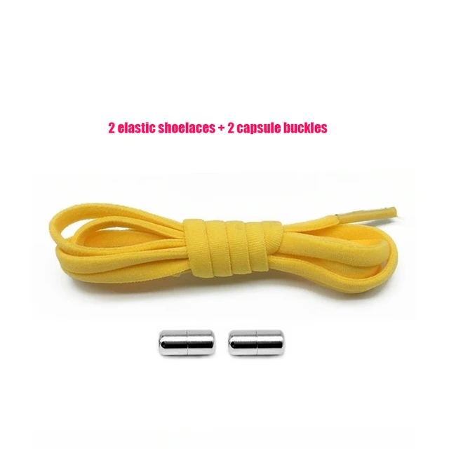 Elastic No Tie Shoelaces Semicircle Shoe Laces For Kids and Adult Sneakers Shoelace Quick Lazy Metal Lock Strings Rope Round 11YELLOW
