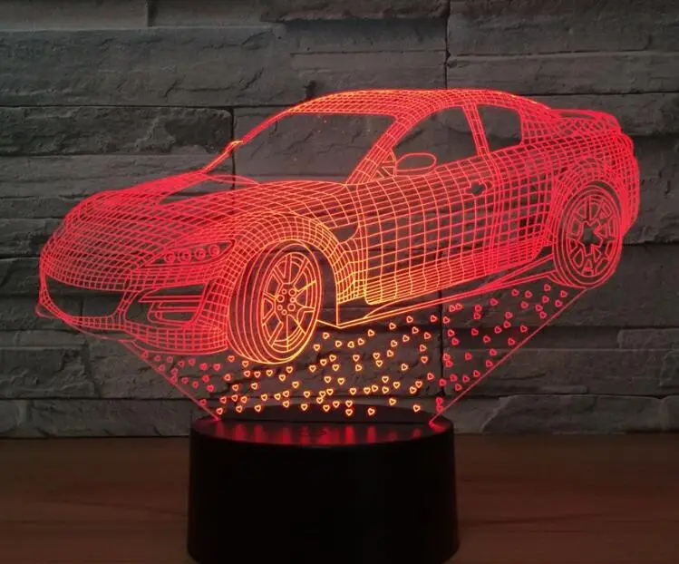 Car 5 Разноцветный 3D автомобильный ночник, акриловая панель, светодиодный светильник в форме автомобиля, 7 цветов, сменный сенсорный или пульт дистанционного управления, Прямая поставка - Испускаемый цвет: Car 5