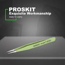 Proskit 1 PK-101 T 120 мм изолированный Пинцет Немагнитный Антистатический круглый Cuspid Прямой пинцет для паяльной станции