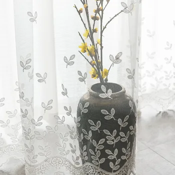 

White Floral Embroidered Tulle Curtain For Living Room Delicate Elegant Clover Translucent Organza Fabric Balcony Tende M242C