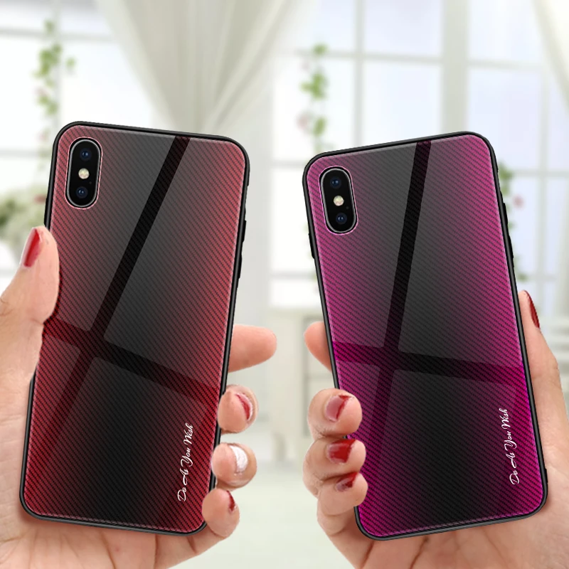 Градиентные чехлы для телефонов iPhone 8 7 6 S Plus X XS Max XR чехол из закаленного стекла