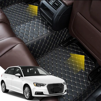

Car Floor Mat Set Leather Cover Mat Styling Foot Protector Pad Internal Accessories For Audi A3 8V Sedan Hatchback 2014-2018 LHD
