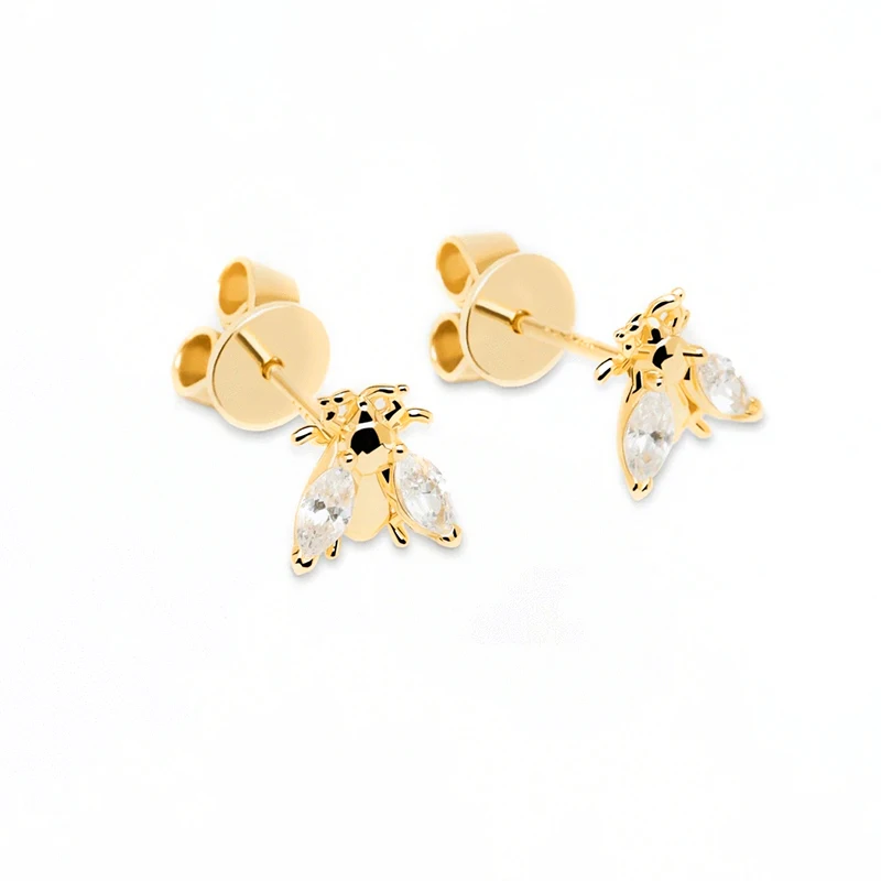 CANNER INS Style Mini Bee Zircon Tassel Earring Stud Earrings For Women 925 Sterling Silver Piercing Earings Jewelry Pendientes