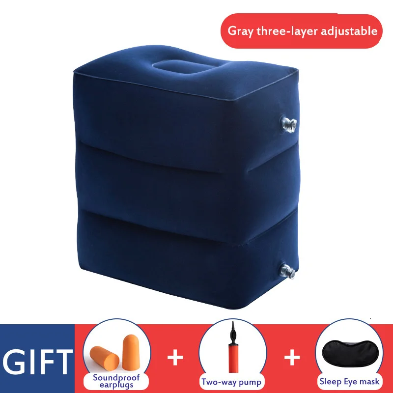 layer double valve Travel надувная подушка для самолета поезда коврик для ног коврик надувной матрас надувной большой клапан для ног Подушка 3 Слои подушка для путешествий - Цвет: layer double valve