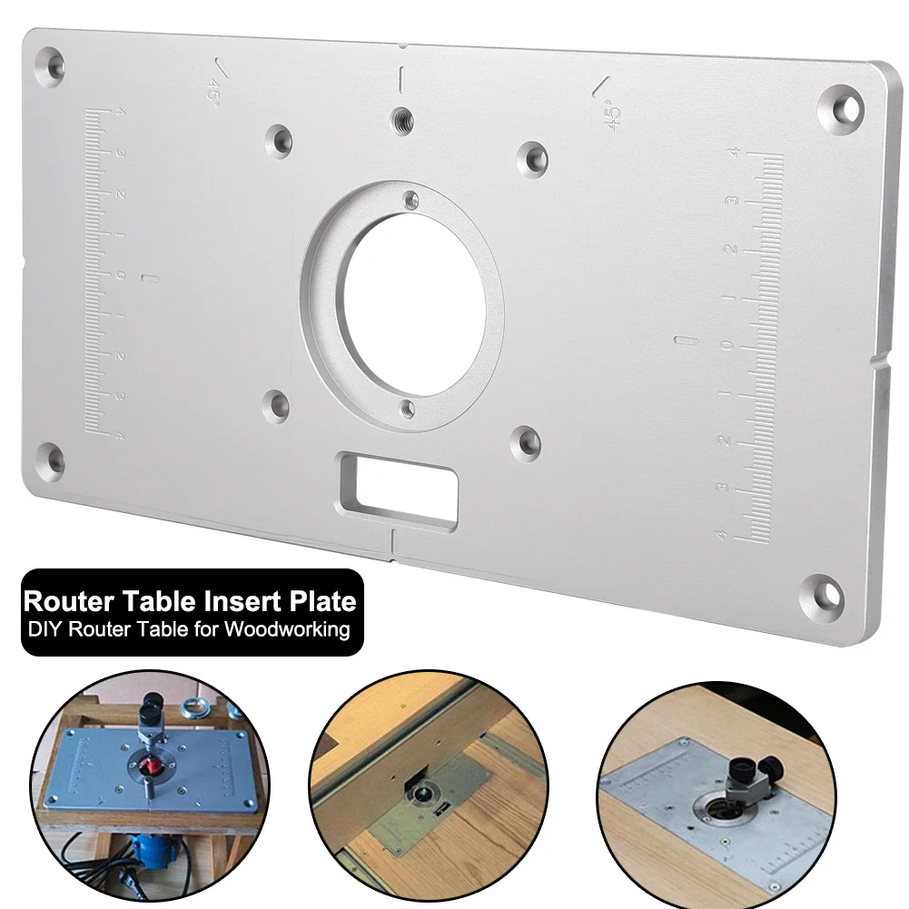 

Multifunctional Router Table Insert Plate with 4 Rings Screws Wood Working Benches Wood Router Trimmer Models Engraving Machine