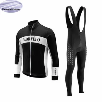 

Autumn/Winter Men's Cycling Jersey Set Pro Team Morvelo Ropa Ciclismo Long Sleeve Thermal Fleece MTB Bike Cycle Clothing Kit