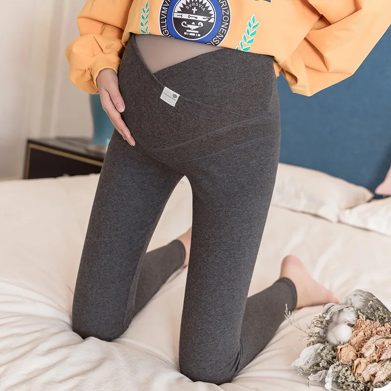 Women Pregnant Across Waist Leggings For Maternity Nuring Abdominal Elastic Clothes Black Gray Pregnancy Belly Pencil Pants