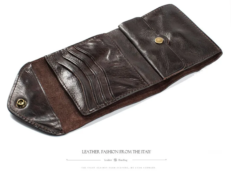 Fashion vintage design folding genuine leather men's short wallet luxury natural first layer cowhide women's thin coin purse synthetic leather wallet leather coin purse