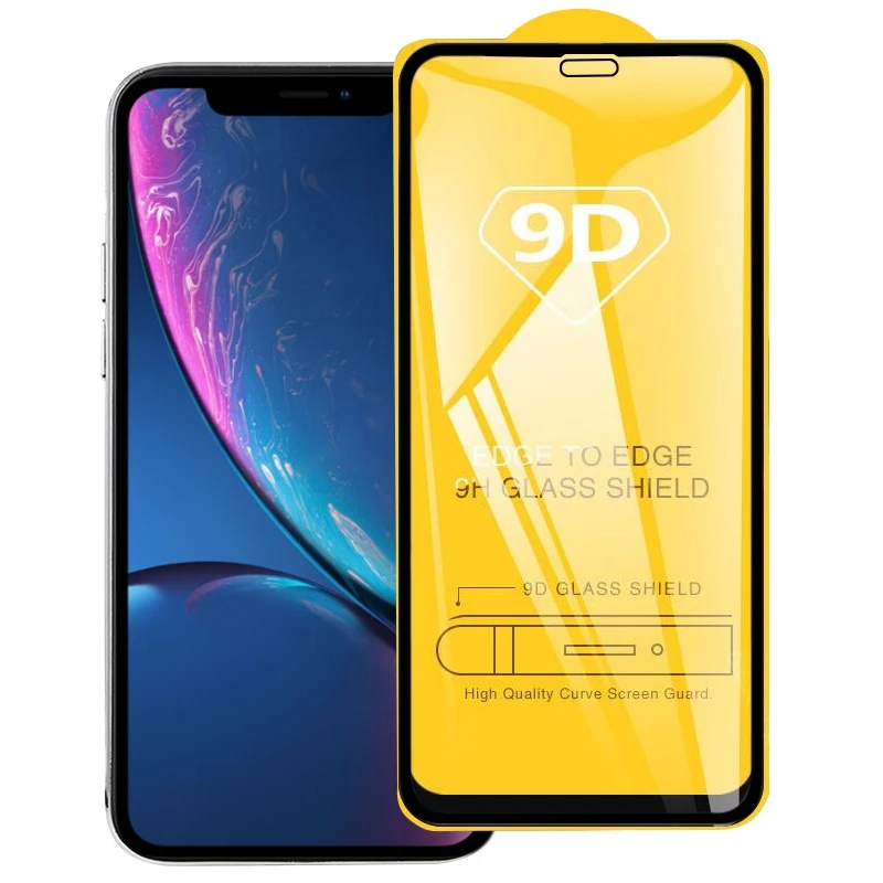 9H 9D полноэкранное закаленное стекло Защита экрана для iPhone XR / 11 Передняя пленка