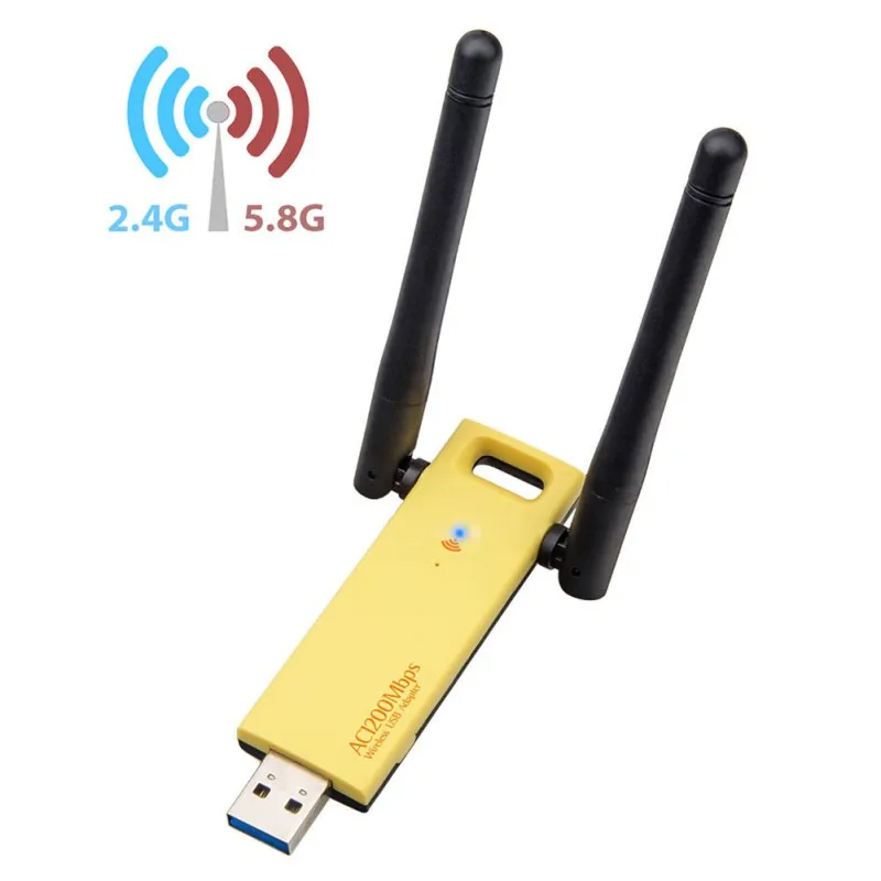 2,4/5 ГГц USB WiFi Dongle Беспроводной сетевой адаптер 1200 Мбит/с двойной антенной для ПК ноутбука