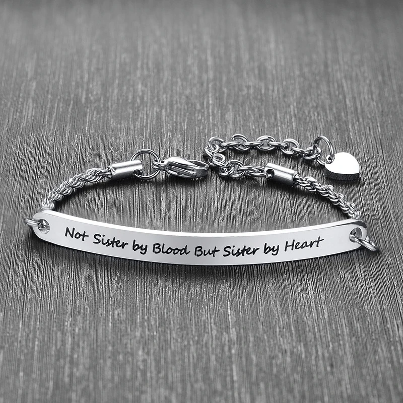 Vnox вдохновляющие цитаты бар браслеты подарки Выгравированные персонализированные модные браслеты для женщин Девушка мама сестра BFF друзья - Окраска металла: BR-713S