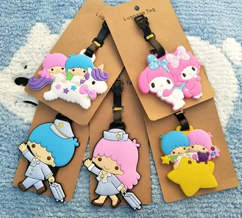 

twin star Melody Anime Luggage Tag PVC Pendants Portable Travel Label Suitcase Address Baggage Holder tags