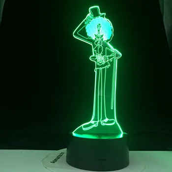 

One Piece Brook Led 16 Colors Changing 3d Night Light Usb Battery Powered Night Lamp Children Bedroom Decor Remote Control Gift