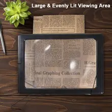 Устройство для чтения, увеличительное стекло без рук, полностраничное, 3X, светодиодный, складной, настольный, портативный, Maginifier