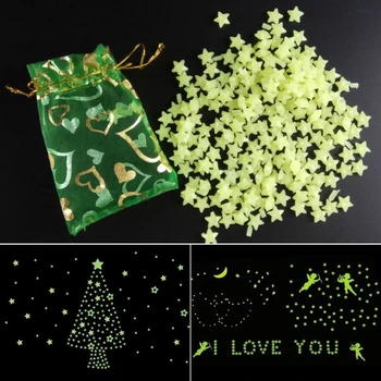 200pcs/set DIY 3D Luminous Shine Stars Wall Stickers Fluorescent Plastic Glow In The Dark Bedroom Home Decoration Kids Toys Gift 1