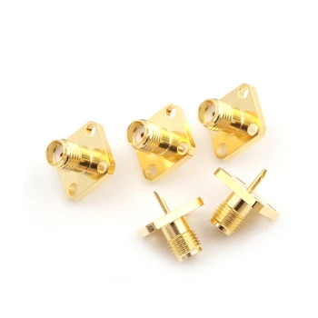 

5 Pcs Per Lot SMA Female Jack Chassis Flange Panel Mount Adapter RF Solder 5x 4 Hole Connector