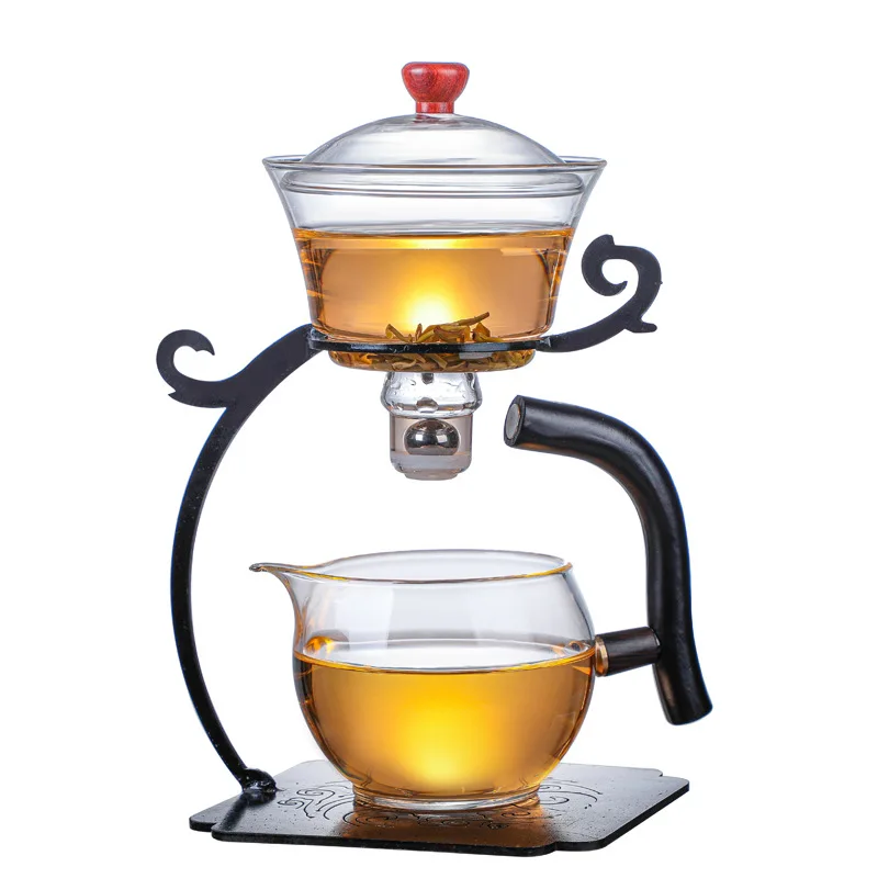 Lazy Kungfu Glass Teapot Set - Borosilicate Semi-Automatic Tea Maker - Magnetic Water Diversion Design