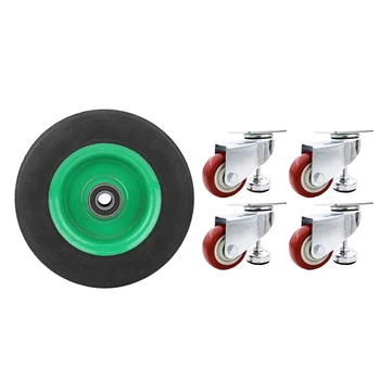 

1x 6 Inch Explosion-Proof Tire Wear-Resistant Wheel Roller & 4-Pack Heavy Duty Casters Swivel Polyurethane Wheels Each