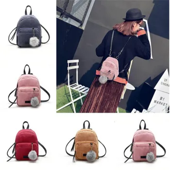 

2020 Newest Women Corduroy Mini Backpack School Bags Girls Small Travel Shoulder Bag Colorful Corduroy Backpacks