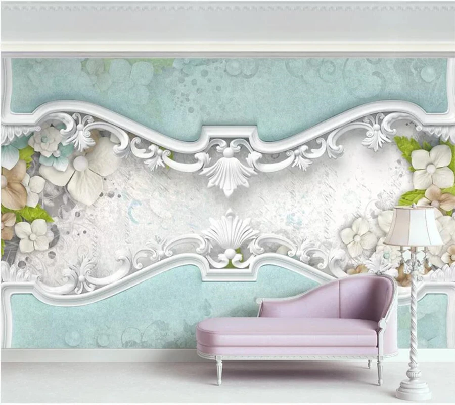 

Drop Shipping Custom Wallpaper New White Embossed Flowers Luxury Style European Style Papel De Parede Living Room Wallpaper