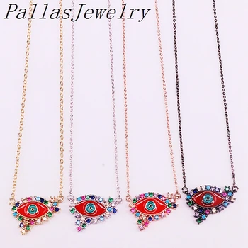 

10Pcs Fashion Enamel Eye Charms Pendant Necklaces Enamel Colorful Cz Paved Eyes Mix Color Jewelry For Women