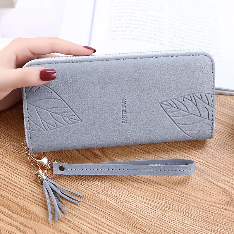 Womens Wallets Embossed leaves PU Leather Wallet Femal Red/Green/black/gray Long Women Purse Large Capacity Bag Women's Wallet Womens Wallets Embossed leaves PU Leather Wallet Femal Red/Green/black/gray Long Women Purse Large Capacity Bag Women's Wallet