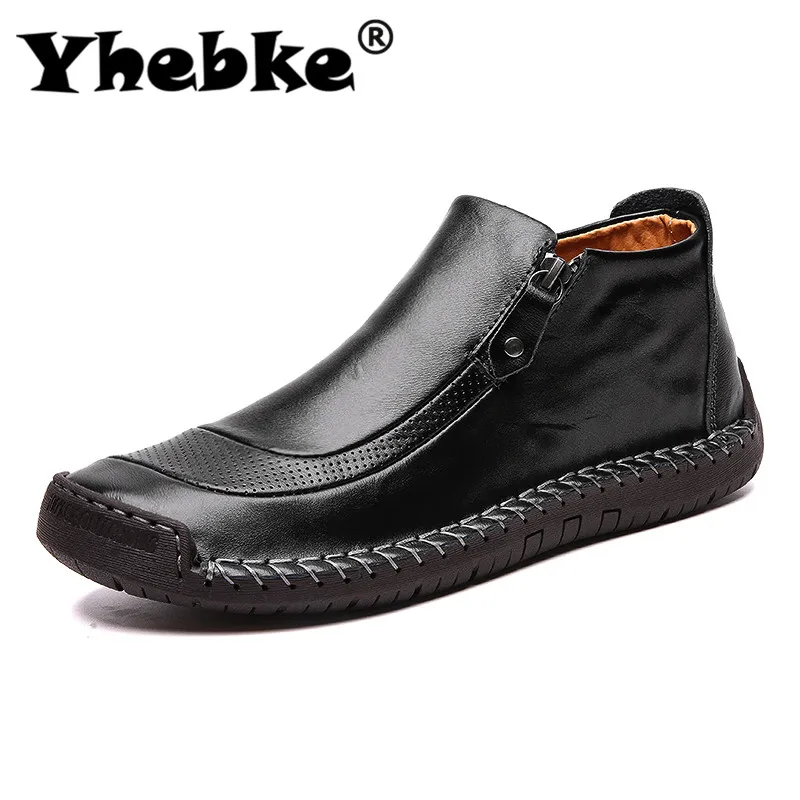 Yhebke Новая мужская кожаная обувь для осени и зимы ручной работы мягкие